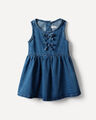 Vestido Corto Mo&ntilde;os,AZUL ACERO