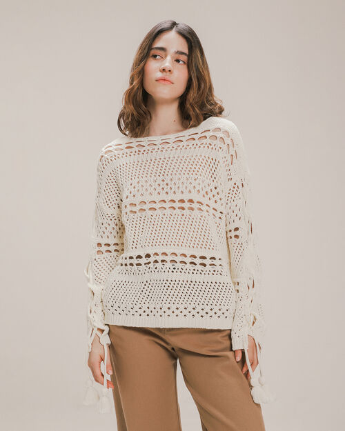 Suéter Crochet Beige