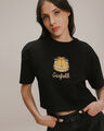 Playera Cropped Garfield,NEGRO