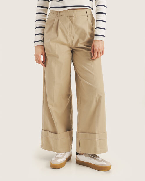Pantalón Beige Wide Leg