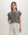 Playera Cropped Gris,GRIS