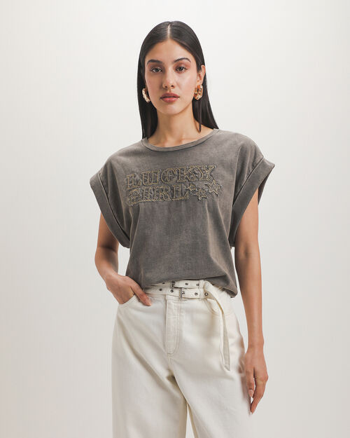 Playera Cropped Gris