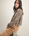 Sudadera Cropped Animal Print,CAFE