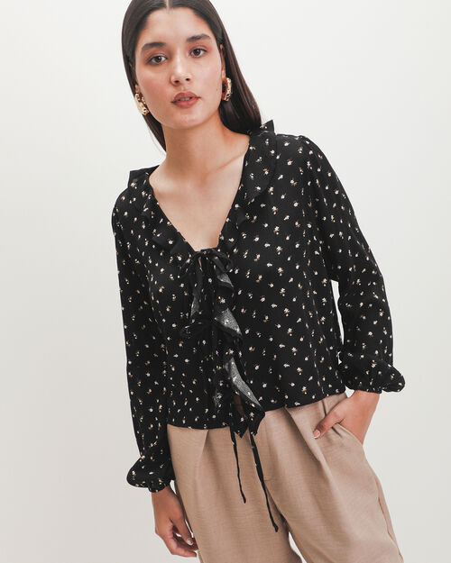 Blusa Negra Estampada