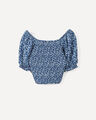 Blusa Estampada Flores,AZUL TEAL