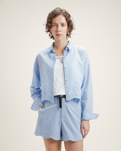 Camisa Azul Eyelet
