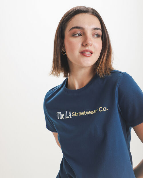 Playera Azul Estampada