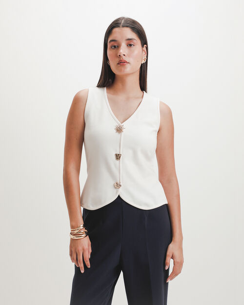 Top Botones Beige