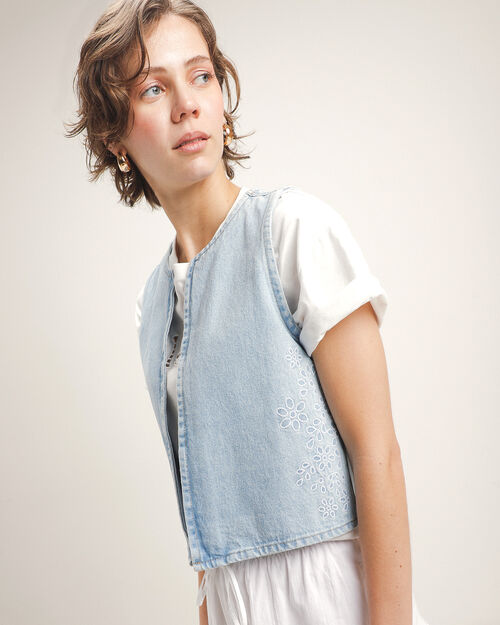 Chaleco Mezclilla Bordado