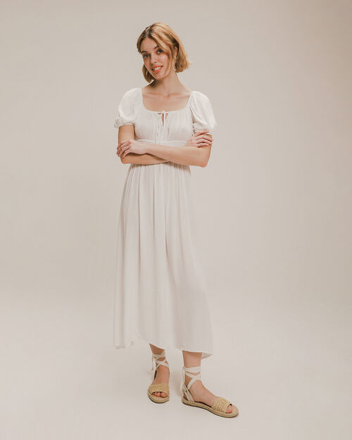 Vestido Blanco Manga Corta
