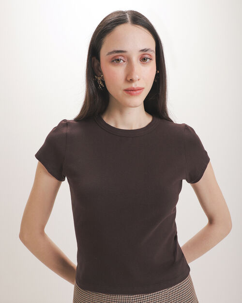 Playera Cropped Caf&eacute;