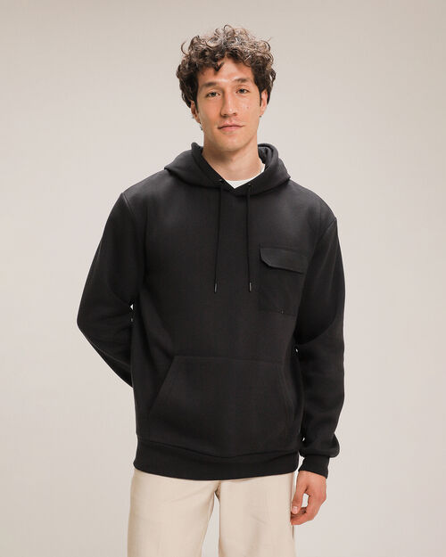 Sudadera Negra Con Hoodie
