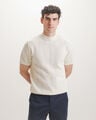 Playera Cuello Mock,BLANCO HUESO