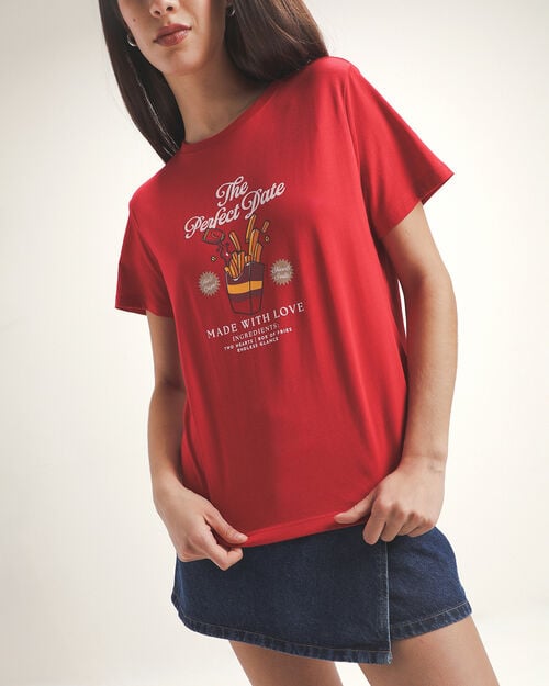 Playera Roja Con Estampado