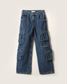 Jeans Wide Leg Multibolsas,AZUL MARINO