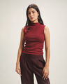 Top Beige Acanalado,ROJO VINO