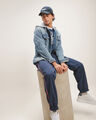 Chamarra Azul Con Hoodie,AZUL ACERO