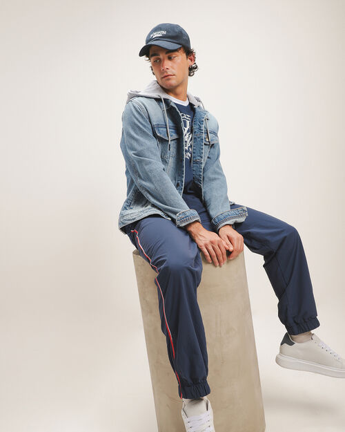 Chamarra Azul Con Hoodie