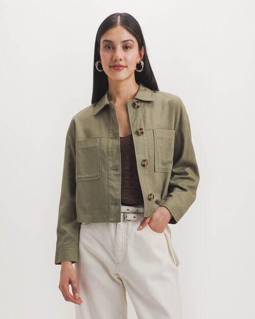 Chamarra Cropped Verde