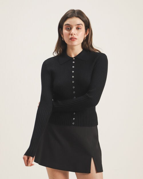 Polo Negra Manga Larga