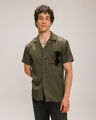 Camisa Verde Manga Corta,OLIVO