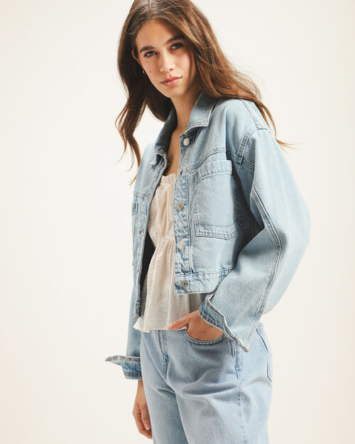 Chamarra Cropped Bolsillos