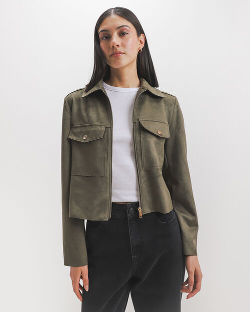 Chamarra Verde Gamuza