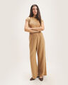 Pantalón Cintura Elástica Gris,CREMA