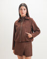 Chamarra Bomber Gamuza,CAFE