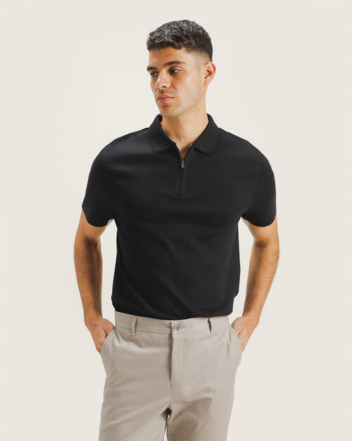 Polo Negro Manga Corta