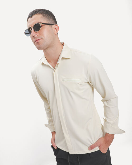 Camisa Beige Bolsillo