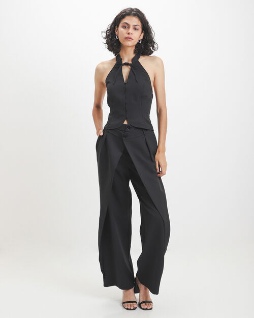 Pantal&oacute;n Negro Doble Pretina