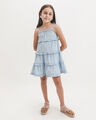 Vestido Corto Volantes,AZUL CIELO