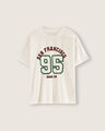 Playera Azul Estampada,BLANCO HUESO