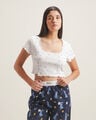 Crop Top Tejido Acanalado,BLANCO HUESO