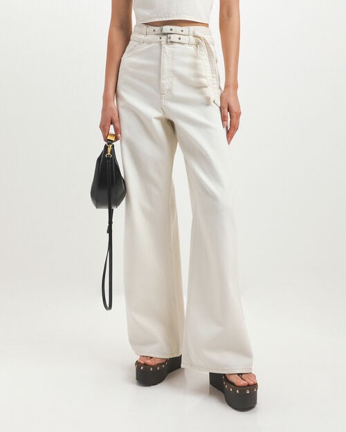 Jeans Wide Leg Con Cintur&oacute;n