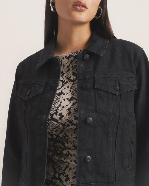 Chamarra Negra Fit Regular