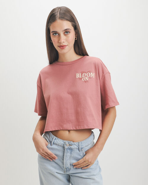 Playera Cropped Flores