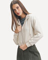 Sudadera Abierta Verde,BLANCO HUESO