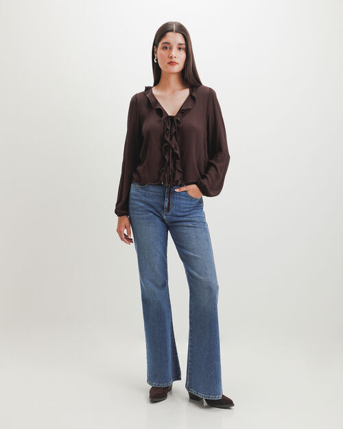 Blusa Caf&eacute; Volantes