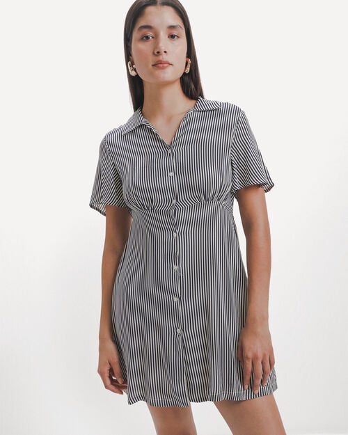 Vestido Azul De Rayas