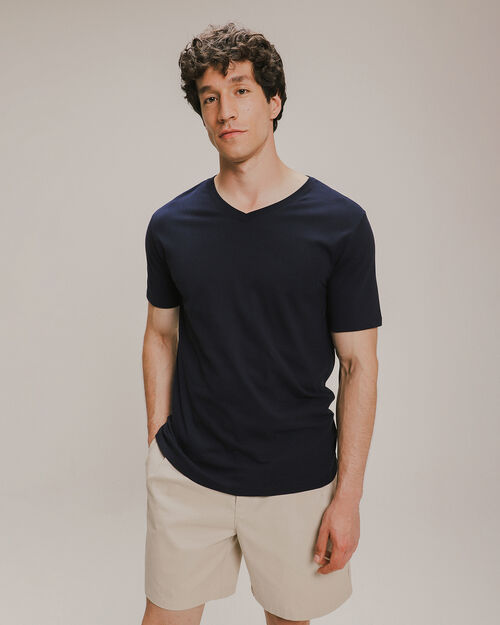 Playera Cuello V Azul