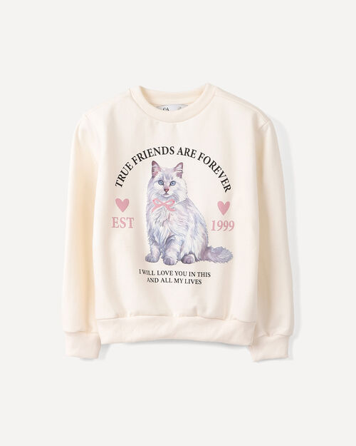 Sudadera Beige Estampada