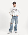 Jeans Straight Destrucciones,AZUL EMPOLVADO