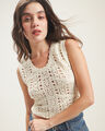 Top Beige Crochet,CRUDO