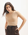 Crop Top Manga Corta,CAFE CLARO