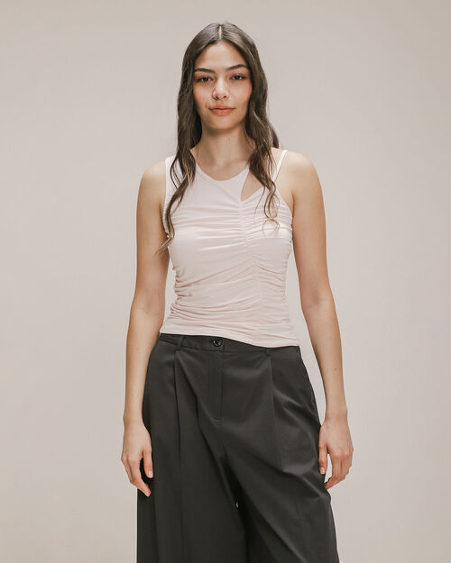 Top Fruncido Cut Out Rosa