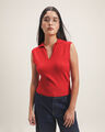 Top Cuello Polo,ROJO