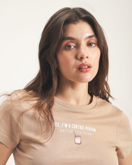 Playera Estampada Café