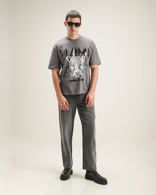 Jeans Wide Leg Gris